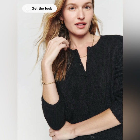 NWT Reformation Clara Crew Cardigan in Black Size Small - Picture 2 of 10